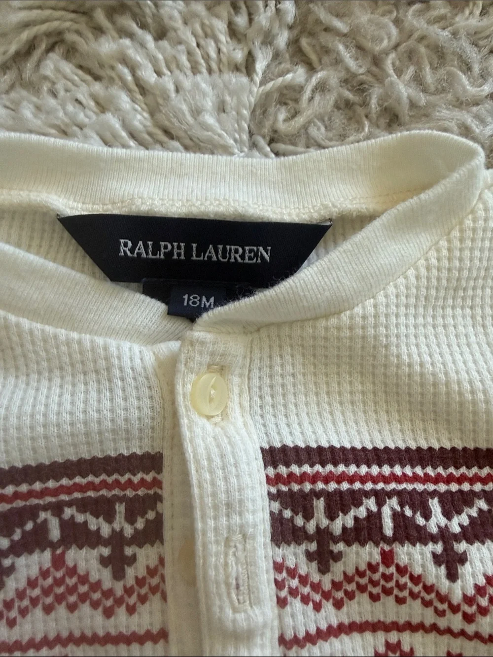 Ralph Lauren Cream Long-Sleeve Fair Isle Ruffle Dress